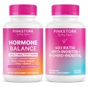 Pink Stork Fertility Hormone Support for Women | Myo-Inositol & D-Chiro Inositol 40:1 Ratio + Hormone Balance Multivitamin with Vitex, B Vitamins & Iron | Ovarian Health & Energy
