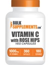 Bulk Assupports.com 配有玫瑰辣椒的维生素C - Ascorbic Acid Supplemnet 配有玫瑰辣椒的辅料 - Vegan, 2 Capsules per Service (1000mg), 360 Counter (Pack of 1)