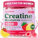 妇女营养素、含Collagen的Creatine Monohydrate Gummys、肌肉维生素D3和钙、Booty & Energy、Flavored Sugar Free Creatine Gummys Post & Pre Working Supposes for Women,120 Ct