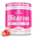 LanranBee Creatine HMB for Women 5g 微量化的Creatine 单水合物粉末,配有Collagen 预修补充剂,用于支持无糖能量和耐力,Strawberry Flavor 30 服务