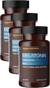 Melatonin 元素 3 mg, 偶尔失眠的帮助, Vegan, 不受欢迎的, 260块平板电脑, 8个月供应(包装 May Vary)(包 3)