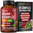 维生素B 复合体 - B1 → B2 → B3 → B5 → B6 → Biotin → B12 → 5-MTHF - Astragalus & 全食品混合体 - 能量,代谢和大脑 - 女性和男性维生素B - 在美国制造 - 60 Capsules, 60天供应