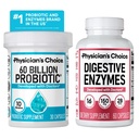 物理学家的CHOICE 高级古特健康包: 60亿 Probiotics 30ct + 消化酶 60ct 用于消化,古特,以及Immune健康支持 偶尔便秘,腹泻,气体,和布洛廷