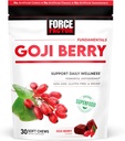 ForCE FACTOR Goji Berry Soft Chews Superfood Antioxidants 支持健康眼和皮肤,免疫健康,以及炎症,Non-GMO,Gluten-Free, & Vegan, Goji Berry Flavor, 30 软楚