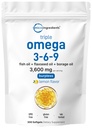 Ultra Omega 3-6 3600 mg Pervice, 300 Burpless Softgels – Lemon Flavor – 鱼的混合物, Flaxseed, Borage Oils → 生物可用源,N-GMO, No Gluten,无汞