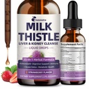 Milk Thistle 提取液滴用于肝脏清洁解毒和修复,35-IN-1 肾脏支持补充剂 Artichoke & Dandelion 用于尿性Tract,Bladder,Vegan,N-GMO,草莓火焰,2 FL OZ