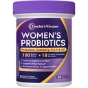 女医生的食谱、100亿CFU、18个Probiotic Strains、Pribiotic、Cranberry、P-5-P & VC、阴道、消化和免疫支持、大陆架稳定、30个Vegan Caps