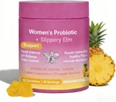 Juicy Feminine Probiotic Gummies for Women - Pineapple Flavor, Supports pH Balance & Gut Health, with Slippery Elm, Vegan, Digestive & Immune Support, 60 Count