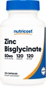 Nutricost Zinc Bisglycnation (50mg) 120 Vegan Capsules - GMO- Free, Gluten- Free 补编