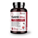 NATURE TARGET CoQ10-400mg 配PQQ,Omega-3s & L-Carnitine,高吸收Coenzyme-Q10 配BioPerine,支持心脏,大脑,免疫系统,能源生产,120服务