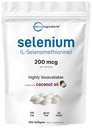 微成份 女性和男性的硒补充物 200mcg,500 软胶 含椰油 | 基本轨迹矿物 | Selenomethionine | 能源、心脏和免疫支持抗氧化剂