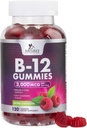 B12 维生素能量Gummys 3000 mcg - 超强B 12 Gummy用于代谢和免疫系统支持 - 可口味饮食 B12 成人与儿童咖啡因免费Gummy Vitamin-120 Gummys