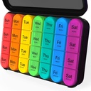 Daviky Pill 组织者 4 Times a day - Pill Box 7日,使用可移动个人集装箱旅行的大型每周药丸组织者,Pill case to hold Daily Vitamins, Suppless and Medication