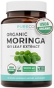 USDA Organic Moringa Capsules - High Potency Organic Moringa 500mg Extract 10:1 Per 1 Capsule Serving - Nutrient Dense Green Superfood Antioxidant - Vegan & Non-GMO Moringa (2 Month Supply)