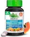 Zenwise Health Chewable Papaya Enzymes for Digestion & Gut Support - Chewible Digitionive Enzyme Blend with Papain and Bromelain for Digestive Health & Bloating Relief - 女性和男性 - 30块餐具