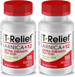 T-Relief Extra-Strength Arnica + 12 抗后痛的自然解放活动者 联合疼痛肌肉 和 Stiffness,全体 女性和男性快速行动救济 - 100 片(2包)
