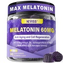 抗氧化剂和大脑支持Melatonin 60mg 30mg 供50+成年人使用 QQ 高剂量Melatonin 用于抗衰老和免疫 QQ 超强Melatonin Gummys 配B6, Ashwagandha, Magnesium, MSM - 60 Gummys