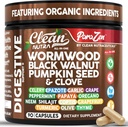 清洁的Nutra Wormwood 黑胡桃南瓜种子 Clove 油菜大蒜 帕帕亚 Neem Diatomaceous Earth 女性 Probiotic Gut 健康 清洁 Detox Oregano 橄榄 Turmeric 补充 Vegan Capsules