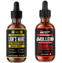 HERBIFY Bundle - Lions Mane & Mullein 4 Fl Oz Strawberry Drops - Supplement for Memory, Focus & Clarity & Immune Support, Lung Cleanse and Bronchial Support