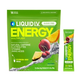 Liquid I.V.® Hydration Multiplier Sugar-Free + Energy - Fruit Punch | Electrolyte Powder Drink Mix | 1 Pack (14 Servings)