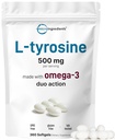L Tyrosine Supplement 500 mg with Omega-3, 360 Softgels + Duo Action 氨基酸 + Omega from Flaxseed Oil 1000 mg 配有 ALA + 心和Mood 支持 + 脑 + 记忆和焦点 + 双GMO