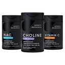Sports Research® Liver Support Pack - Extra Strength Choline 800 mg + N-Acetyl L-Cysteine (NAC) 600mg + Vitamin C 1000mg