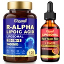 Liposomal 20-in-1 Red Yeast Rice Drops (1500mg) + R-ALA 1400mg Neuropathy Supplements Capsules – for Daily Cholesterol & Nerve-All-in-1 Supplement