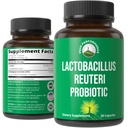乳腺杆菌 Reuteri 50亿CFU 配有临床研究的PreticXOS Prebiotic-Gut健康和消化支持的Probiotic Capsules 补充剂-美国男女双方测试