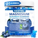 Magnesium Glycinate Gummies 600mg, Sugar Free Magnesium Potassium Supplement for Adults with Magnesium Glycinate, Vitamin D, B6,and CoQ10 for Sleep, Body Support and Relaxation,120 Count
