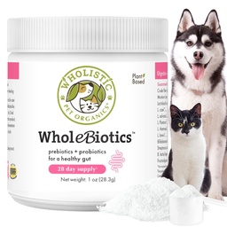 (原始内容存档于2019-03-04) (中文(简体) ). Wholistic Pet Organics Overbiotics - Daily Dog Probiotics for Digestive Health Supports & Immune Boost - 9 Strains - Prebiotics & Probiotics for Dogs & Cats - Gut Health for Dogs - 1 Oz - 28 Scoops.