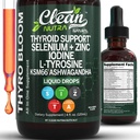 铁布洛姆 甲状腺素 支持女性液滴 碘 L-硫化硒 铜 Ashwagandha Zinc Kelp Bladderwrack Schisandra Guggul Turmeric Vitamin A D3 B12 Folate 补充剂 由清洁的努特拉4oz制作
