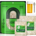 000 Capsules 500 Count, Separated Empty Pill Capsules Size 000, Big Size Clear Caps Empty, Capsules for Supplements, Caps and Bodies in 2 Bags