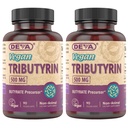 DEVA VAGAN Tributyrin 补编 - Butyrate Precusor, Gut障碍支持, Butyric Acid, 500 MG VAgen Capsules, Leaky Gut支持,文摘, 90 Counters (Pack of 2)