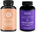 WellPath Mind Brain Remember and Focus with Lion's Mane 和 Soothe Cortisol 管理器 与 KSM-66® Ashwagandha & L-Theanine 的记忆和焦点辅助大脑