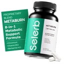 Selerb Metaburn 女性和男性体重损失药丸 - Appetite Sprintant & Fat Burner, 代谢支持体重损失补充剂 柏伯林,铬,绿茶 & B12-60 Capsules