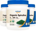 Nutricost 有机螺旋无味,1LB容器,用于454个服务(3个瓶) - Vegan, GMO Free and Gluten Free
