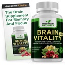GREEN VALLEY NATURALS Brain Vitality Plus™ – Brain Health & Cognitive Support for Memory, Focus & Mental Clarity with Cognizin® Citicoline, Bacopa Monnieri & DHA Omega-3 | 60 Softgels