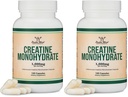 Creatine Monohydrate Capsules - 1g / service, 120 Counter - 无填充器, Vegan Safe, Non-GMO, Gluten Free by Double Wood (Pack of 2) (双木头)