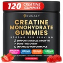 Creatine Monohydrate Gummys for Men and Women, 9000MG Creatine Gummys 无糖与L-Tourine, BCAA 2:1, B12 B6 for Boost strong, Focus and Endurance, Vegan, N-GMO, 草莓, 120pcs