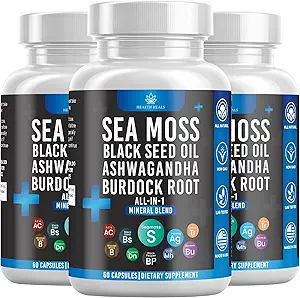 硅海 Moss 黑种子油 Ashwagandha Bladderwrack Burdock - 180 计数