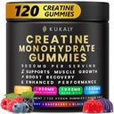 KUKALY Creatine Monohydrate Gummys for Men and Women, 9000MG Creatine Gummys Free - 与L-Taurine混合火焰,BCAA 2:1, B12 B6 for Boost strong, Focus and Endurance, Vegan, N-GMO, 120pcs (英语).