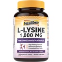 Vitalibre L-Lysine 1000 mg, 高概率 L-Lysine HCl, 自由形式 基本氨基酸,蛋白质和Collagen合成, 免疫支持, 最大吸收, Vegan, 120 片
