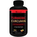 ML Naturals Organic Turmeric Curcumin – 1,800mg,根提取300mg - 120mg 有机姜和15mg 黑辣椒(Per service) - 180 蔬菜卡普尔 – 非GMO