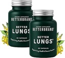 Betterbrand BetterLungs Daily Respiratory Health Supplements (60 Capsules) – 与NAC,维生素D,长老莓,Ginseng,Mullein,以及Reishi蘑菇 – 用于肺部健康和过敏救济(Pack of 2).