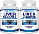 Arazo营养 Liver Cleanse Detox & Reference Formula – 牛奶硝酸草药支持补充剂:Silymarin, Beet, Artichoke, Dandelion, Chicory Root (Pack of 2)