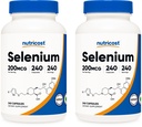 营养成本 硒 200mcg, 240 Veggie Caps (2瓶) - 非 GMO, Gluten Free L- Selenomethionine