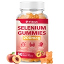 用于支持甲状腺素的硒补充物 Gummys 200mcg 用作男女能量助推器,Peach Flavor (60 Counter(Pack of 1))