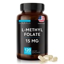 L-Methylfolate 15mg - L Methyl Folate 补充剂,5-MTHF 抗Folic Acidentity - Max 吸收和可能性 - l-Methylfolate 15 mg - Methyl folate 15 mg - 120 Vegan Capsules, Non-GMO Gluten Free