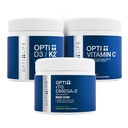 Opti+ Bone & Joint Health Bundle - 维生素D3 K2,rTG Omega-3 & Vitamin C 补充 Kit → 支持骨密度,联合健康与凝胶生产* → 3 生产日支持包