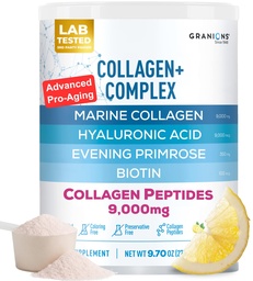 海洋Collagen粉补充剂-I型水解海洋Collagen Peptides, Biotin, Hyaluronic Acid, 维生素C, 生命抗氧化剂复合剂 - 女性皮肤补充剂 - Pink Lemonade, 9.7oz